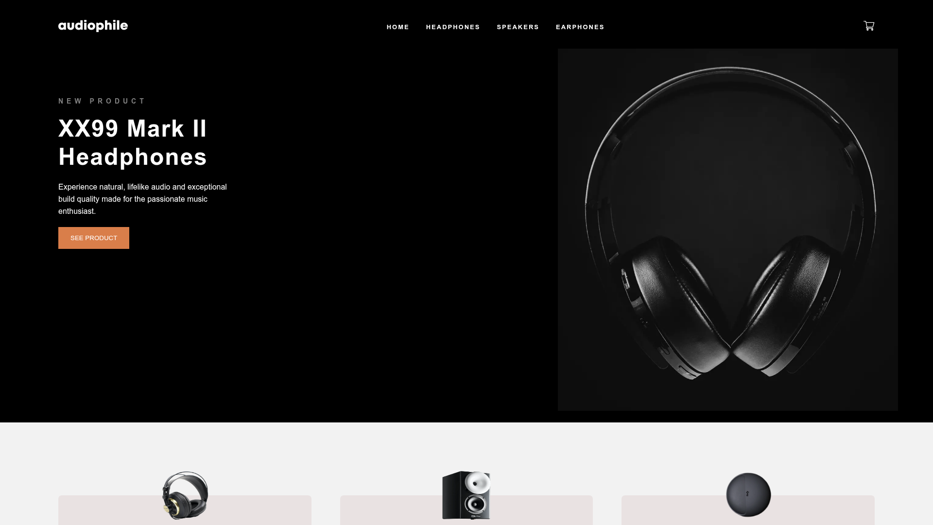 Audiophile landing page screenshot