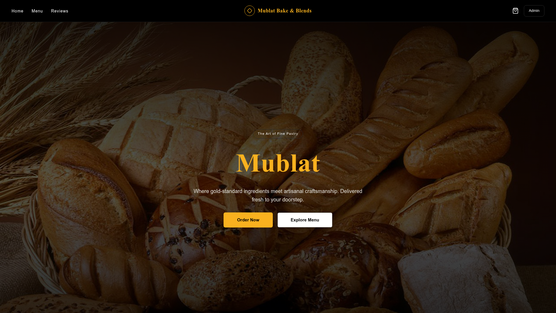 Mublat Bake & Blends landing page screenshot